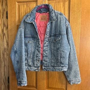 Levi's Stonewash Blue Denim Jacket with Pink Lining